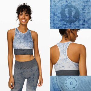 Lululemon Ebb to Train Bra Wash White Black Luna Sports Bra Size 6 Small